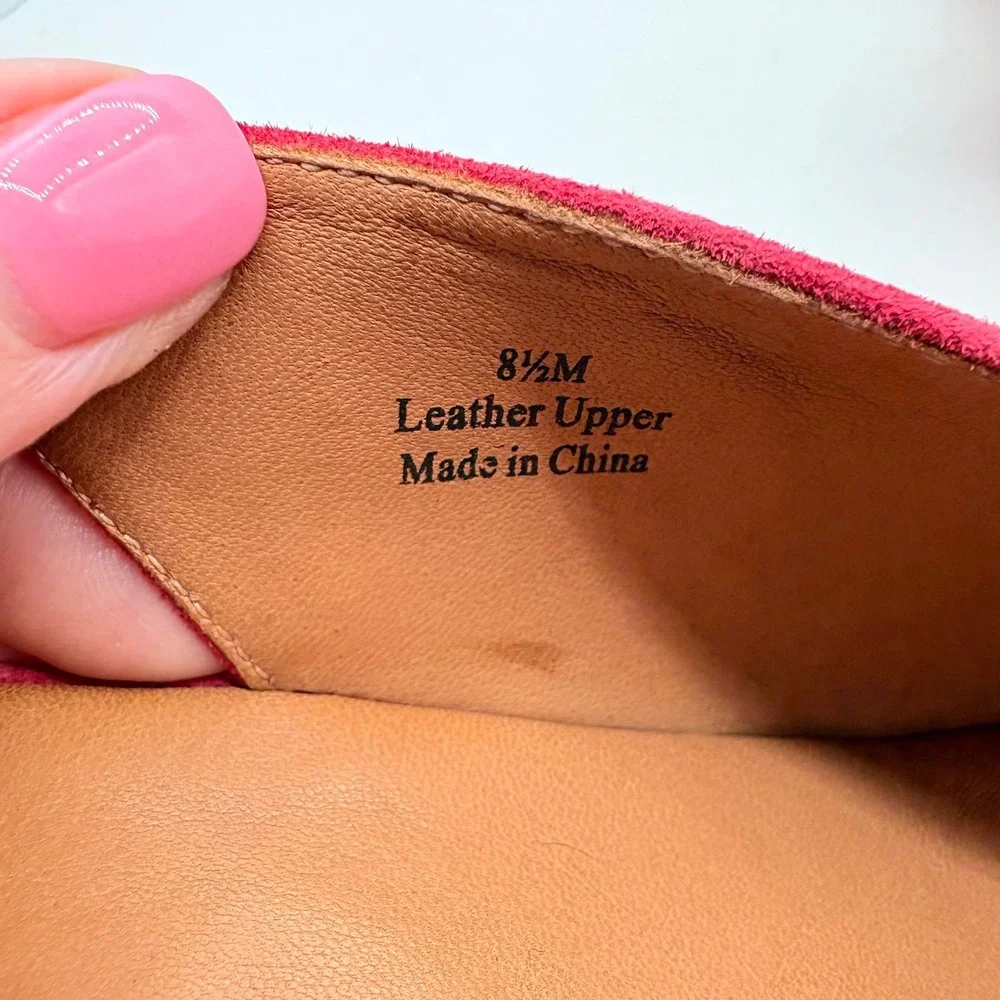 L'Amour Des Pieds Raspberry Pink Suede Wedge Sandals Peep Toe Slingback 8.5M‎